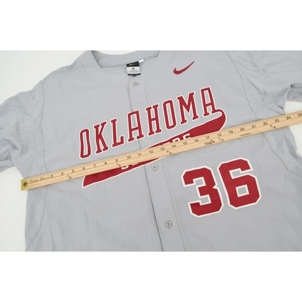 Nike Oklahoma Sooners Baseball Jersey Gray Size‎ 48 Length +2 Player Worn Issued